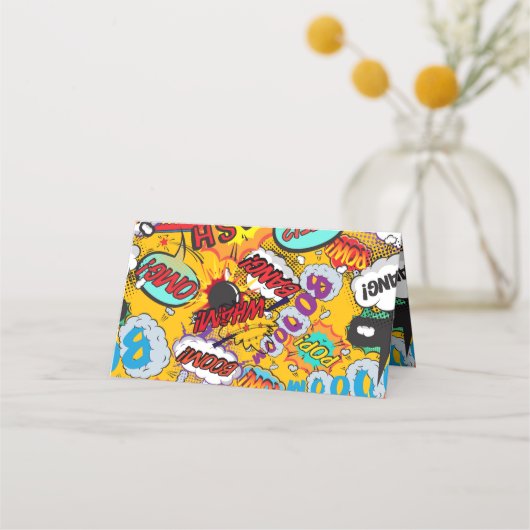 おもしろいモダンレトロ漫画結婚ブック プレイスカード (裏面)