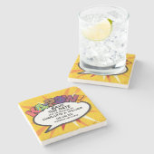 おもしろいモダン保存日付 ストーンコースター (横)