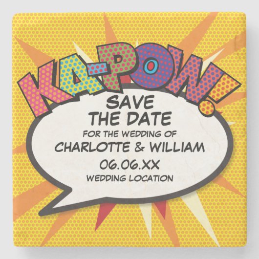 おもしろいモダン保存日付 ストーンコースター (正面)