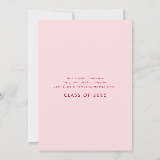 おもしろいモダン写真の卒業発表 招待状 (裏面)