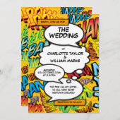 おもしろいモダン印刷デザイナ漫画結婚の 招待状 (正面/裏面)