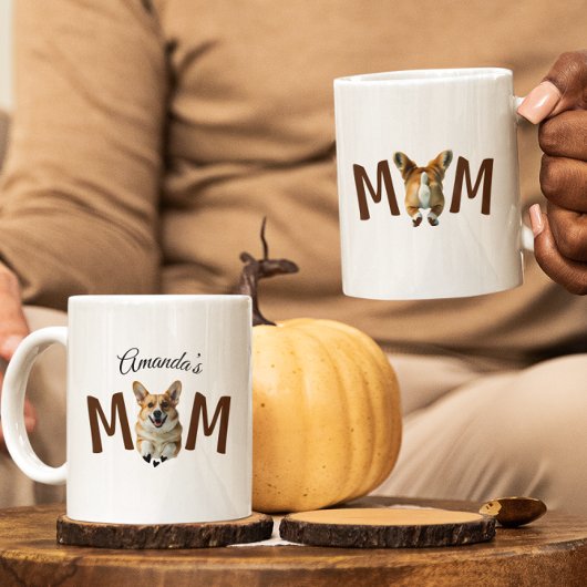 おもしろいモダン可愛いコーギ子犬ママ コーヒーマグカップ