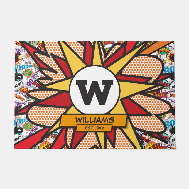 おもしろいモダン名物文字漫画書 ドアマット (正面)