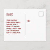 おもしろいモダン型感謝祭の招待状 インビテーションポストカード (裏面)