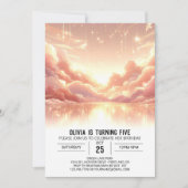 おもしろいモダン天体デジタル誕生日 招待状 (正面)