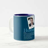 おもしろいモダン夫の定義フォトブルー ツートーンマグカップ (正面左)