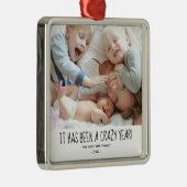 おもしろいモダン家族熱狂する写真年 メタルオーナメント (右)