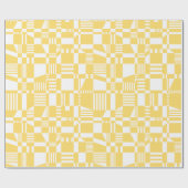 おもしろいモダン市松模様にイエローとホワイトのラッピング紙 ラッピングペーパー (フラット)