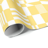 おもしろいモダン市松模様にイエローとホワイトのラッピング紙 ラッピングペーパー (ロールコーナー)