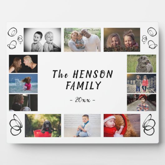 おもしろいモダン年1回家族の記念12フォトコラージュ フォトプラーク (正面)