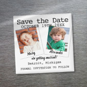 おもしろいモダン幼少期の写真結婚式の日付を保存 マグネット