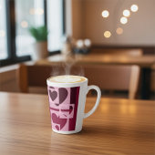 おもしろいモダン幾何学的ソフトピンク、ワイン赤いハートアート カフェラテマグ