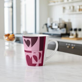 おもしろいモダン幾何学的ソフトピンク、ワイン赤いハートアート カフェラテマグ
