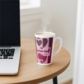 おもしろいモダン幾何学的ソフトピンク、ワイン赤いハートアート カフェラテマグ