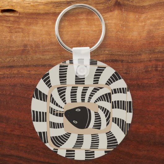 おもしろいモダン抽象芸術ストライプのヘビ |ヘビ愛好家 キーホルダー (裏面)