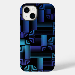おもしろいモダン抽象芸術紫色の青い迷路パターン Case-Mate iPhone 14ケース
