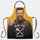 おもしろいモダン料理長カッコいい名写真男性 エプロン (正面)