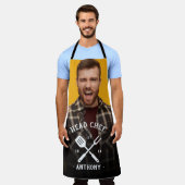 おもしろいモダン料理長カッコいい名写真男性 エプロン (着用した状態)