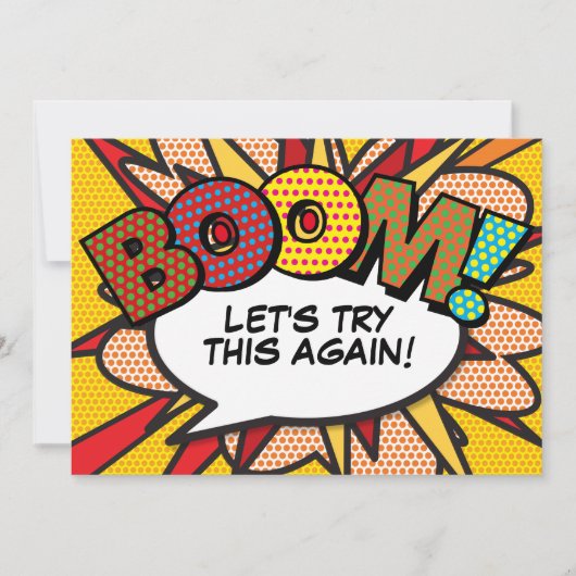 おもしろいモダン日付の変更漫画ブックアーポップ・アートのト 招待状 (正面)