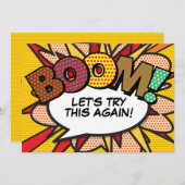 おもしろいモダン日付の変更漫画ブックアーポップ・アートのト 招待状 (正面/裏面)