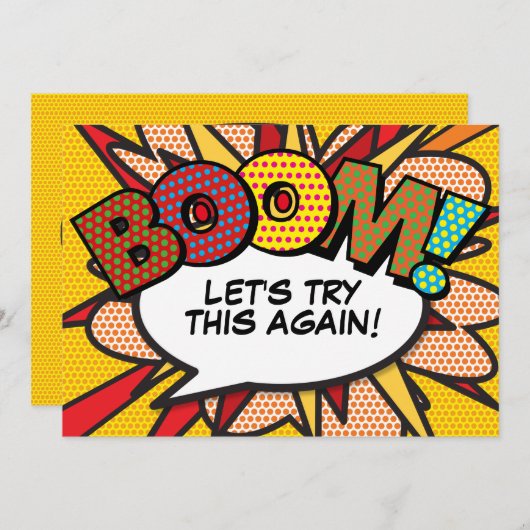 おもしろいモダン日付の変更漫画ブックアーポップ・アートのト 招待状 (正面/裏面)