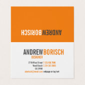 おもしろいモダン明るいオレンジ色の白い折りコンテンポラリー畳み 名刺 (外部フラット)