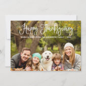 おもしろいモダン書感謝祭の家族の写真 シーズンカード (正面)