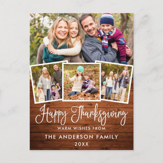 おもしろいモダン書道の木4枚の写真サンクスギビング シーズンポストカード (正面)