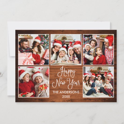 おもしろいモダン書道の木5写真新年 シーズンカード (正面)