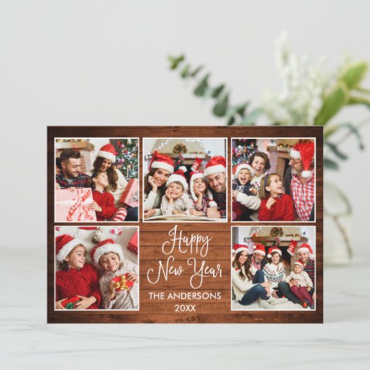 おもしろいモダン書道の木5写真新年 シーズンカード (スタンド正面)