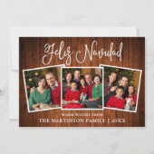 おもしろいモダン書道ウッド3写真Feliz Navidad シーズンカード (正面)