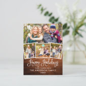 おもしろいモダン書道ウッド4フォトホリデー ポストカード (スタンド正面)