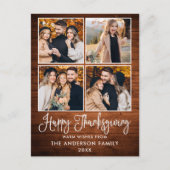 おもしろいモダン書道ウッド4写真感謝祭 シーズンポストカード (正面)