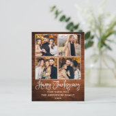 おもしろいモダン書道ウッド4写真感謝祭 シーズンポストカード (スタンド正面)