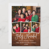 おもしろいモダン書道ウッド4写真Feliz Navidad シーズンカード (正面)