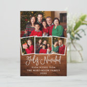 おもしろいモダン書道ウッド4写真Feliz Navidad シーズンカード (スタンド正面)