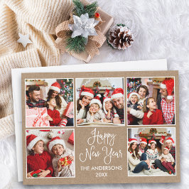 おもしろいモダン書道クラフト5写真新年 シーズンカード