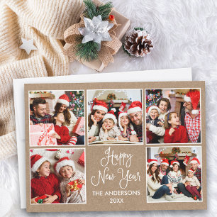 おもしろいモダン書道クラフト5写真新年 シーズンカード