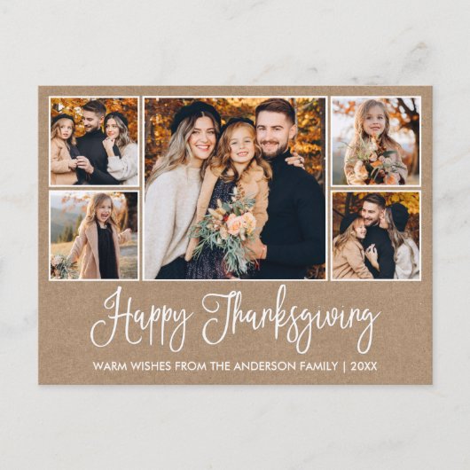 おもしろいモダン書道クラフト5枚写真サンクスギビング ポストカード (正面)