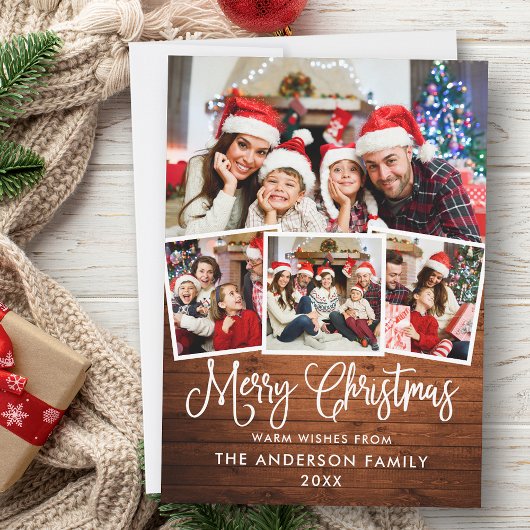 おもしろいモダン書道クリスマスウッド4写真 シーズンカード