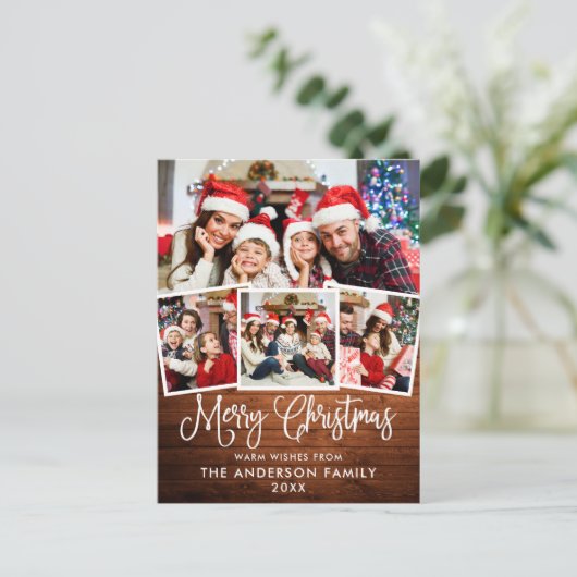 おもしろいモダン書道クリスマスウッド4写真 ポストカード (スタンド正面)