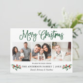 おもしろいモダン書道クリスマスホリー3写真 シーズンカード (スタンド正面)