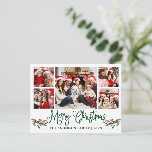 おもしろいモダン書道クリスマスホリー5写真 ポストカード (スタンド正面)