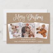 おもしろいモダン書道クリスマス3写真クラフト シーズンカード (正面)