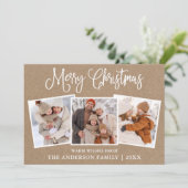 おもしろいモダン書道クリスマス3写真クラフト シーズンカード (スタンド正面)