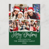 おもしろいモダン書道クリスマス4フォトグリーン ポストカード (正面)
