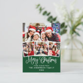 おもしろいモダン書道クリスマス4フォトグリーン ポストカード (スタンド正面)