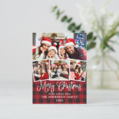 おもしろいモダン書道クリスマス4写真のプレイド ポストカード (スタンド正面)
