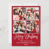 おもしろいモダン書道クリスマス4枚赤 シーズンカード (正面)