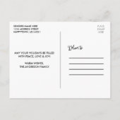 おもしろいモダン書道グリーン3フォトホリデー ポストカード (裏面)